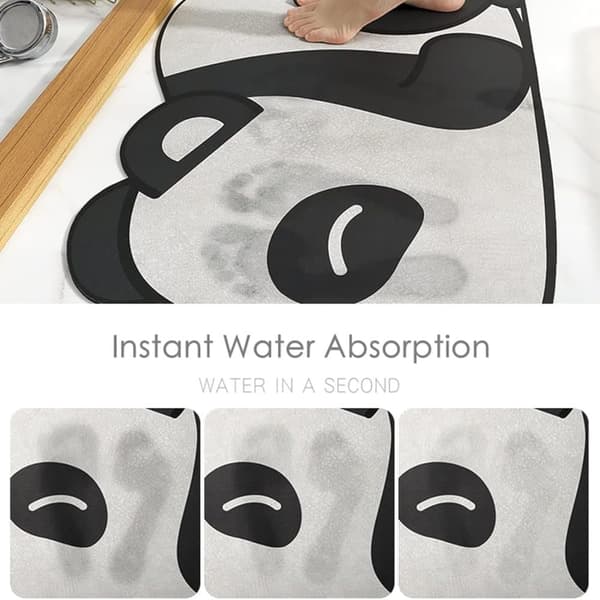 OBOSOE 1stk sød panda tegneserie vandabsorberende bademåtte, superabsorberende skridsikker måtte til badeværelse, hjem, køkken, 80 x 50cm