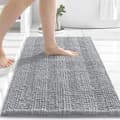 Pikkukuva 1 / 8: Bomclap Chenille raidallinen kylpymatto 60×40 cm – erittäin paksu ja imukykyinen suihkumatto, luistamaton pehmeä pitkä ikkunamatto, konepestävä