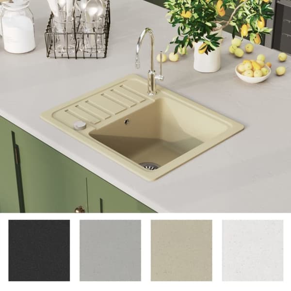 vidaXL Kjøkkenvask enkel kum granitt beige