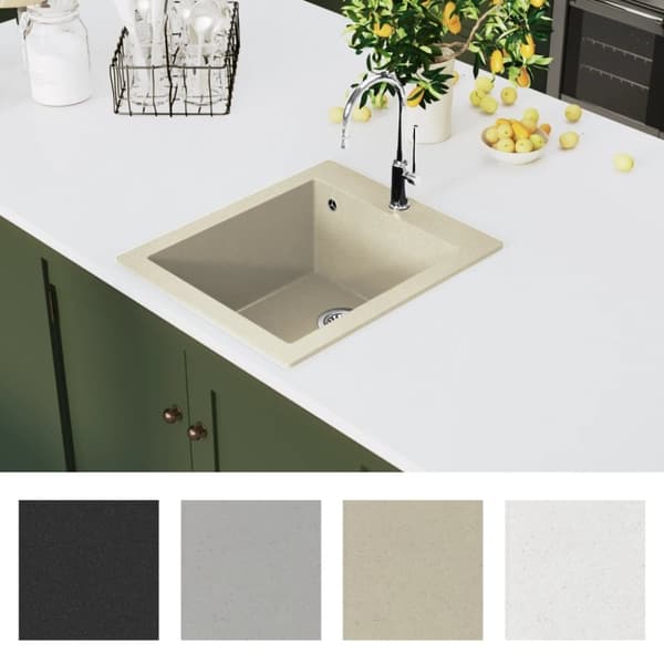 vidaXL Kjøkkenvask enkel kum granitt beige