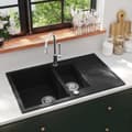 Miniatyrbillede 1 af 8: vidaXL køkkenvask dobbelt vask granit sort