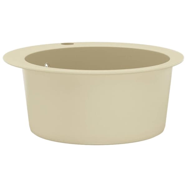 vidaXL Kjøkkenvask enkel kum granitt rund beige