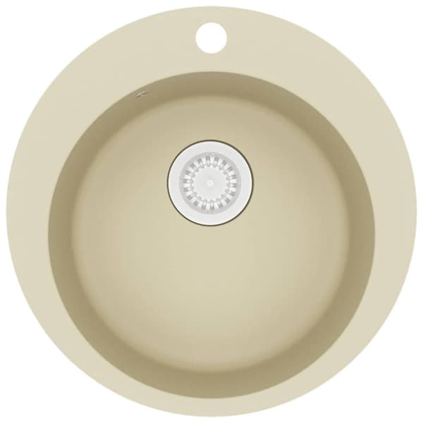 vidaXL Kjøkkenvask enkel kum granitt rund beige