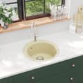 Miniatyrbilde 1 av 8: vidaXL Kjøkkenvask enkel kum granitt rund beige