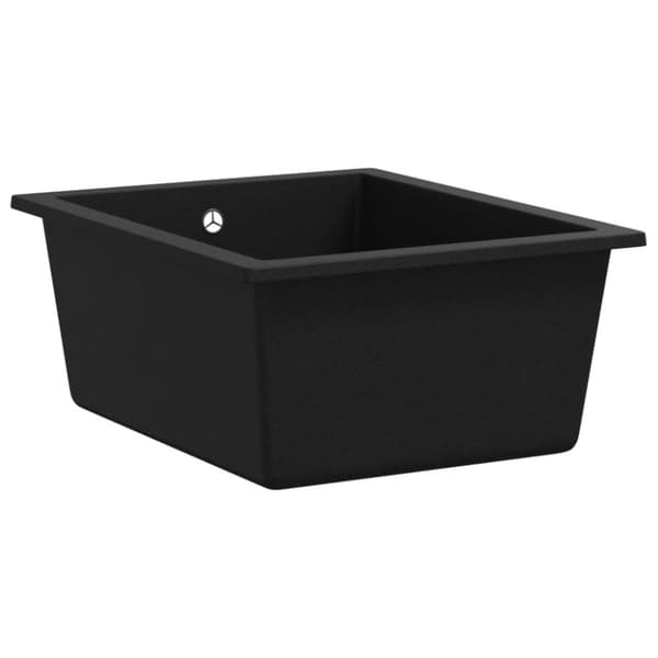 vidaXL Keittiön tiskiallas ylivuotoreiällä musta graniitti
