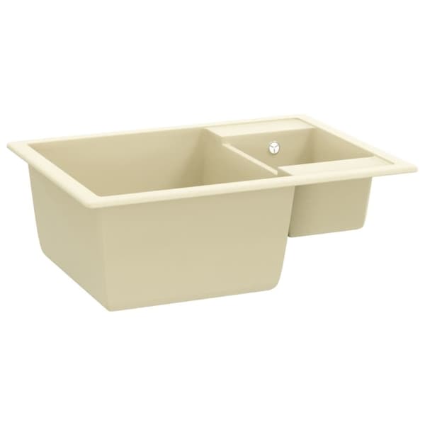 vidaXL Kjøkkenvask med overløpshull dobbel kum beige granitt