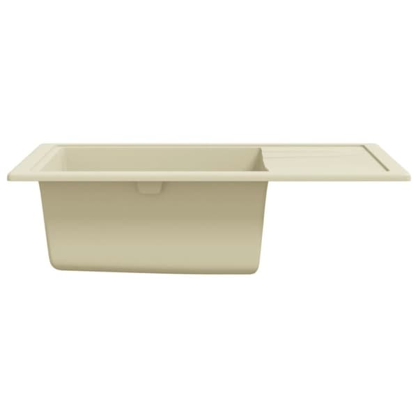 vidaXL Keittiön tiskiallas ylivuotoreiällä ovaali beige graniitti