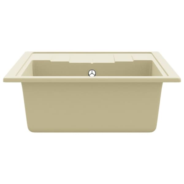 vidaXL Keittiön tiskiallas ylivuotoreiällä ovaali beige graniitti