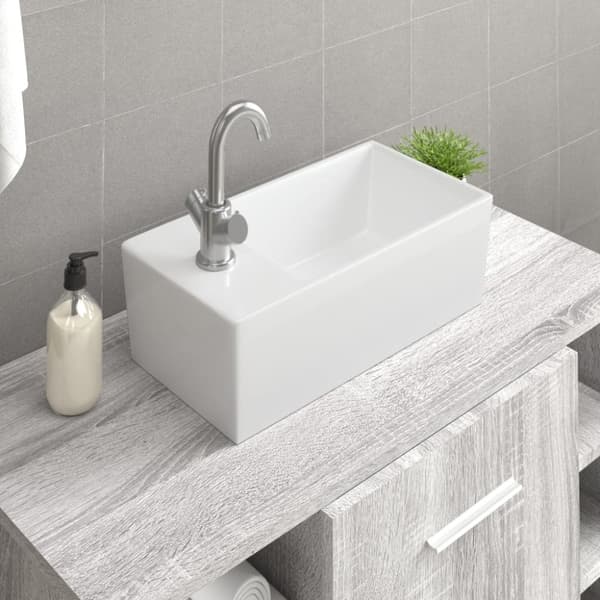 vidaXL Pesuallas valkoinen 48x25x15 cm keraaminen