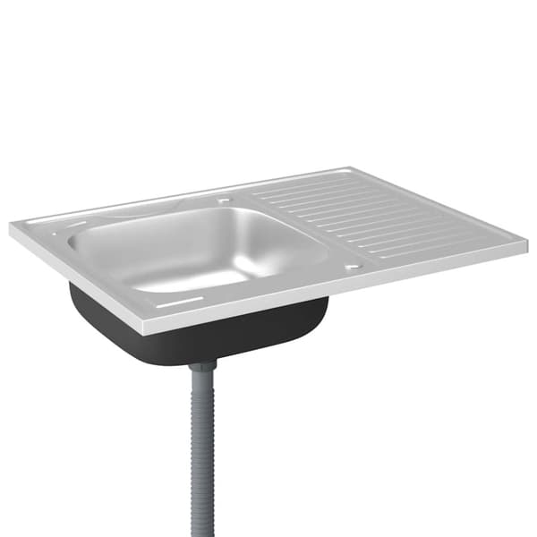vidaXL Kjøkkenvask med avløpssett sølv 800x600x155 mm rustfritt stål