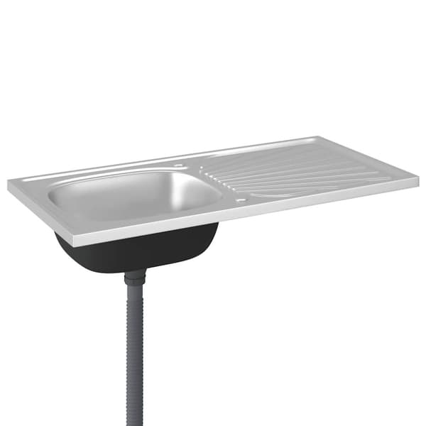 vidaXL køkkenvask med afløbssæt 1000x500x155 mm rustfrit stål sølv