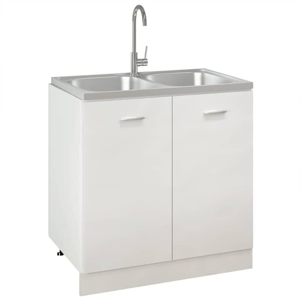 vidaXL køkkenvask med 2 bassiner 800x500x155 mm rustfrit stål sølv