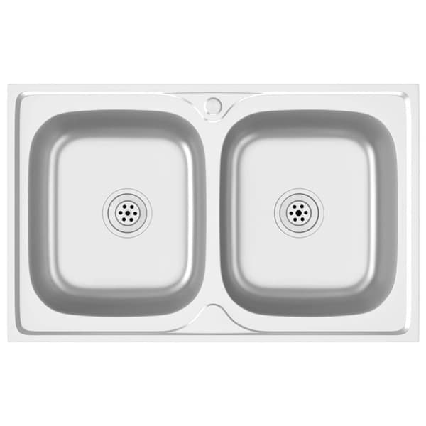 vidaXL køkkenvask med 2 bassiner 800x500x155 mm rustfrit stål sølv