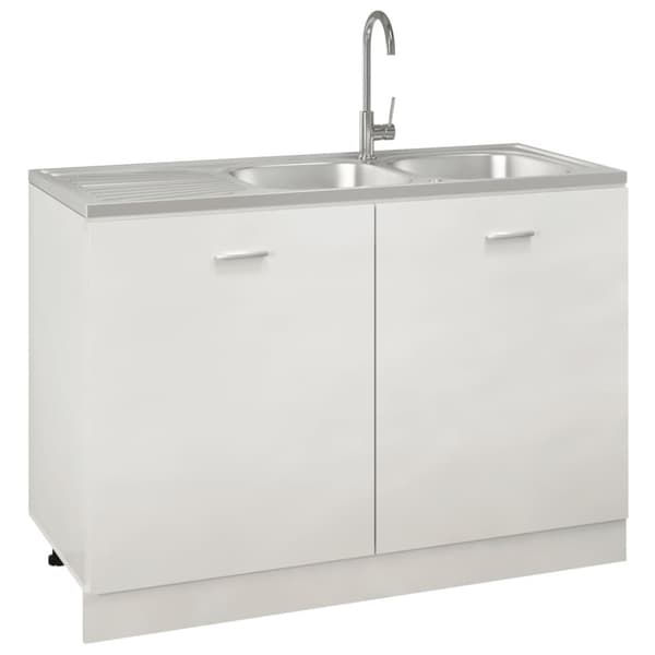 vidaXL køkkenvask med 2 bassiner 1200x500x155 mm rustfrit stål sølv