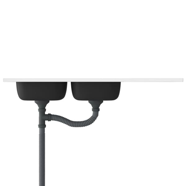 vidaXL køkkenvask med 2 bassiner 1200x500x155 mm rustfrit stål sølv