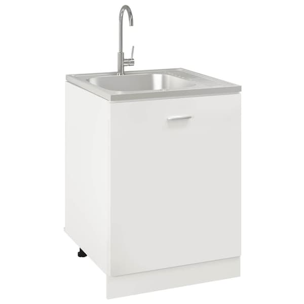 vidaXL køkkenvask med afløbssæt 600x600x155 mm rustfrit stål sølv