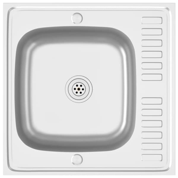 vidaXL køkkenvask med afløbssæt 600x600x155 mm rustfrit stål sølv