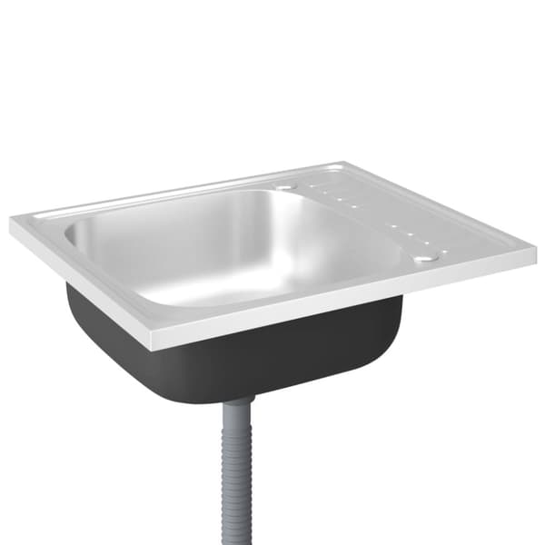 vidaXL Tiskiallas viemärisarjalla hopea 600x500x155 mm ruostum. teräs