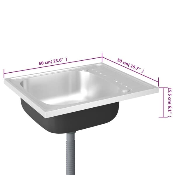 vidaXL Tiskiallas viemärisarjalla hopea 600x500x155 mm ruostum. teräs