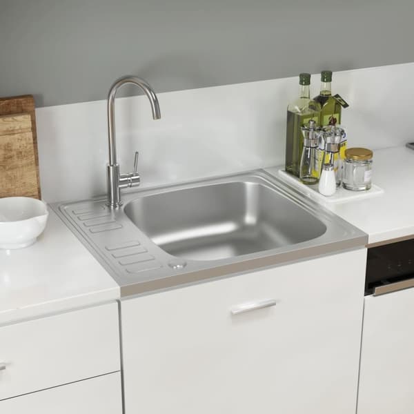 vidaXL Tiskiallas viemärisarjalla hopea 600x500x155 mm ruostum. teräs
