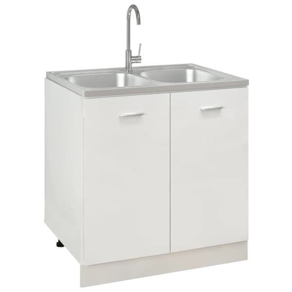 vidaXL Dobbel kjøkkenvask sølv 800x600x155 mm rustfritt stål