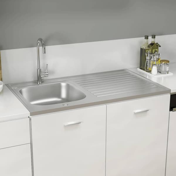 vidaXL køkkenvask med afløbssæt 1000x600x155 mm rustfrit stål sølv
