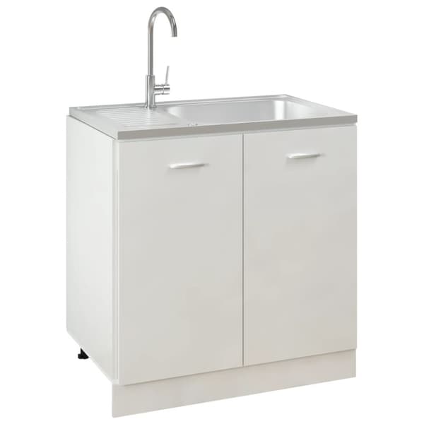 vidaXL Kjøkkenvask med avløpssett sølv 800x500x155 mm rustfritt stål