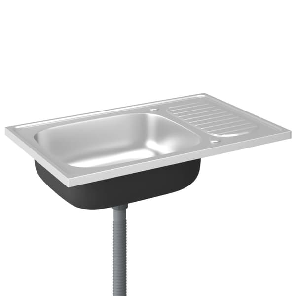 vidaXL Kjøkkenvask med avløpssett sølv 800x500x155 mm rustfritt stål