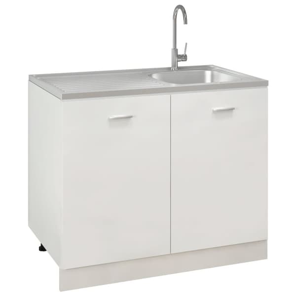 vidaXL Kjøkkenvask med avrenning sølv 1000x600x155 mm rustfritt stål