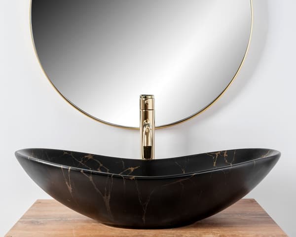 BÄNKSKIVA TVÄTTSTÄLL REA ROYAL BLACK MARMOR MATT