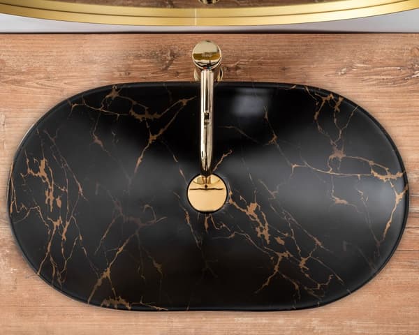 BÄNKSKIVA TVÄTTSTÄLL REA ROYAL BLACK MARMOR MATT