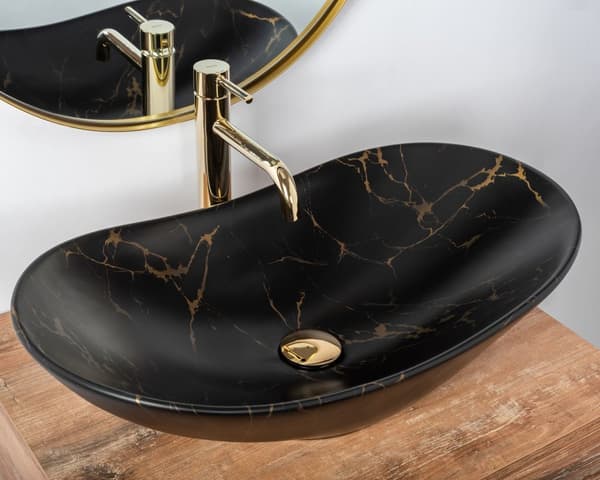 BÄNKSKIVA TVÄTTSTÄLL REA ROYAL BLACK MARMOR MATT