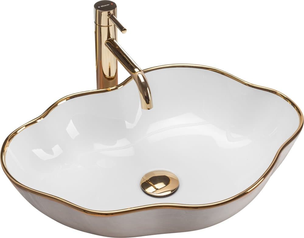 BÄNKSKIVA TVÄTTSTÄLL REA PÄRLEMOR GULD KANT