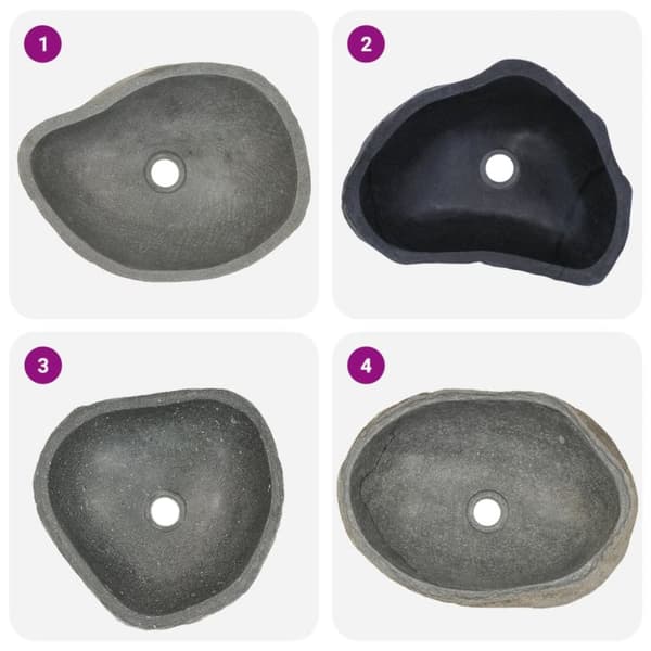 håndvask (37-46)x(29-36) cm oval flodsten