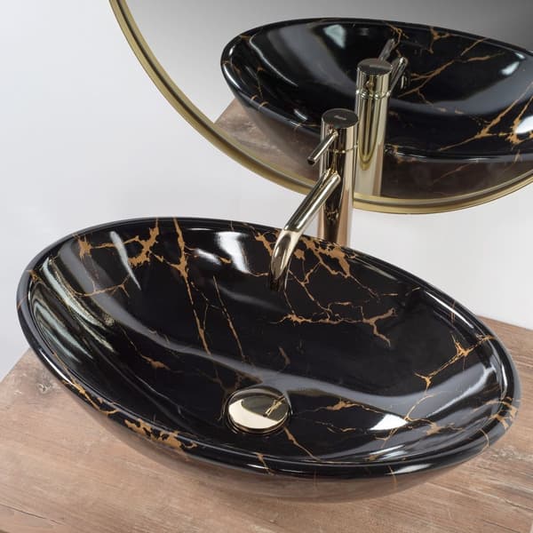 Bordmonteret håndvask REA Pamela Black Marble Shiny