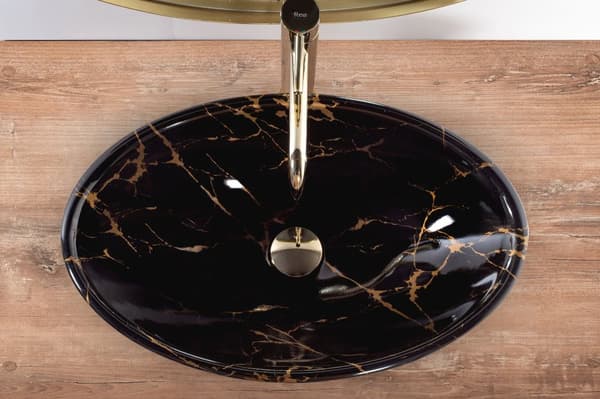 Bordmonteret håndvask REA Pamela Black Marble Shiny