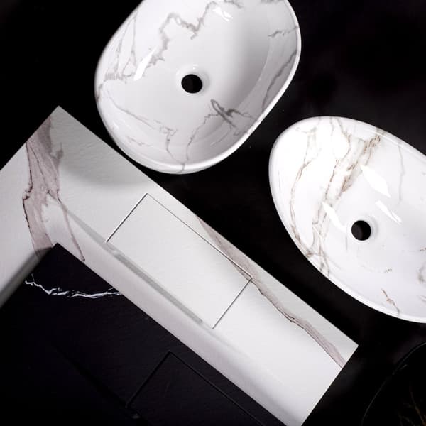 Bordmonteret håndvask REA Pamela Black Marble Shiny