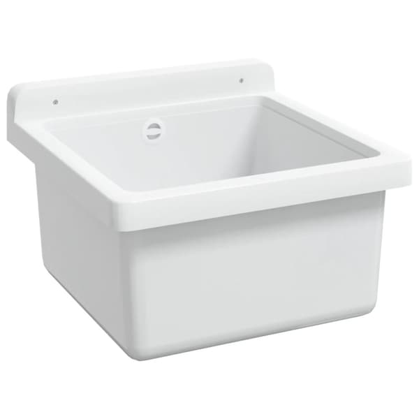 vidaXL Veggmontert servant hvit 40x40x24 cm harpiks