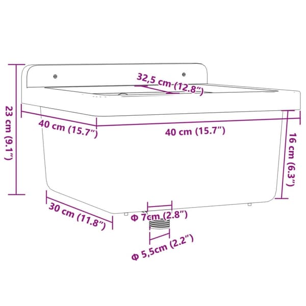 vidaXL Veggmontert servant hvit 40x40x24 cm harpiks