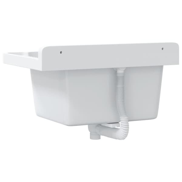 vidaXL Veggmontert servant hvit 50x35x24 cm harpiks