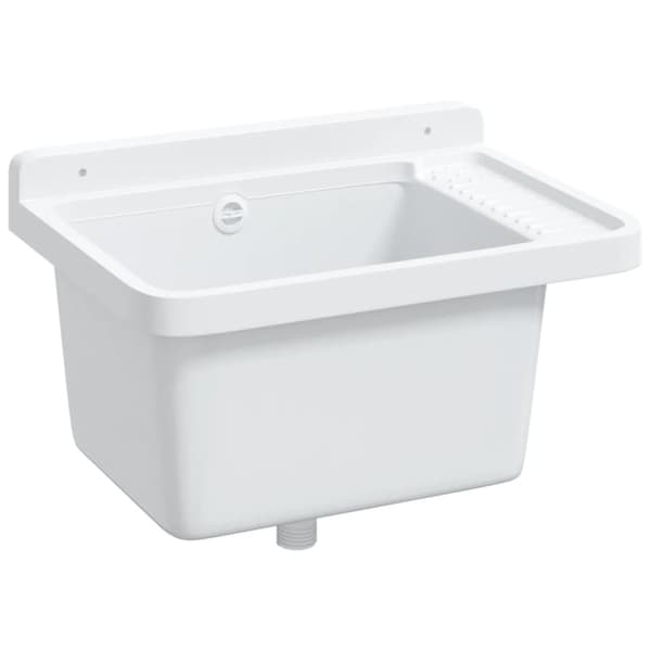 vidaXL Veggmontert servant hvit 50x35x24 cm harpiks