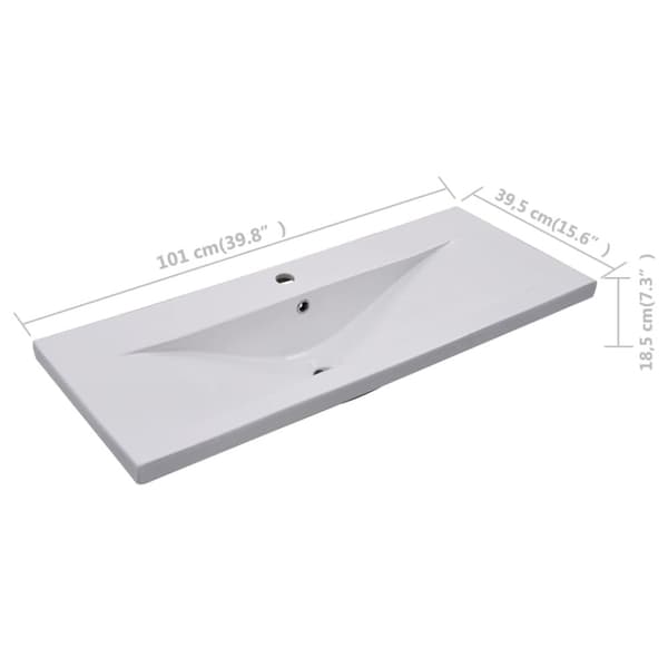 vidaXL indbygget håndvask 101x39,5x18,5 cm keramisk hvid - Badeværelsesvaske