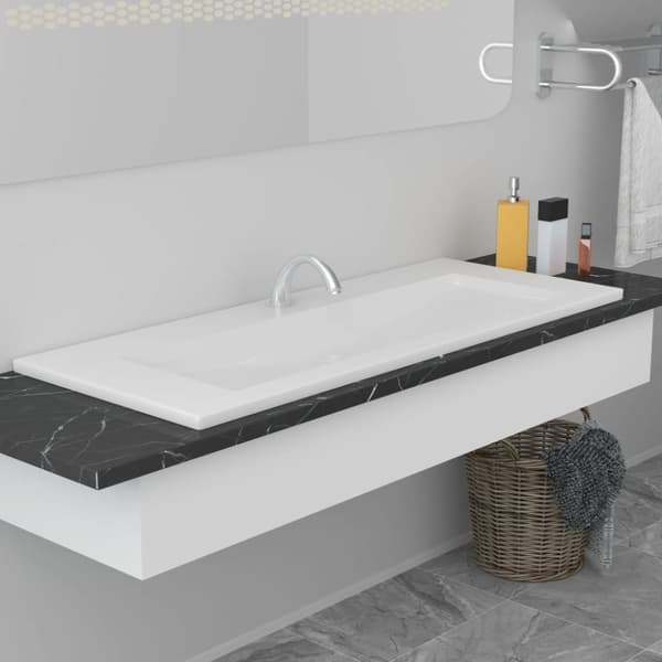 vidaXL indbygget håndvask 101x39,5x18,5 cm keramisk hvid - Badeværelsesvaske