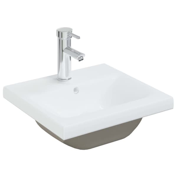 vidaXL Inbyggt handfat med blandare 42x39x18 cm keramik vit -  Handfat