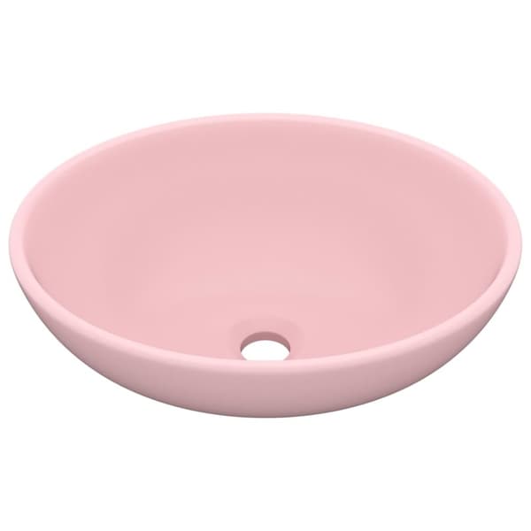 vidaXL luksuriøs håndvask 40x33 cm keramisk oval mat pink -  Badeværelsesvaske