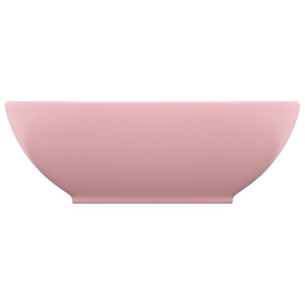 vidaXL luksuriøs håndvask 40x33 cm keramisk oval mat pink -  Badeværelsesvaske