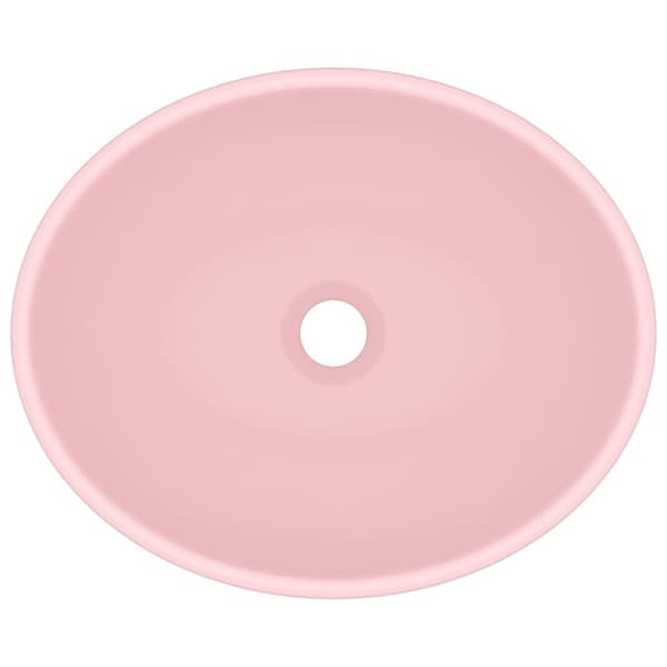 vidaXL luksuriøs håndvask 40x33 cm keramisk oval mat pink -  Badeværelsesvaske