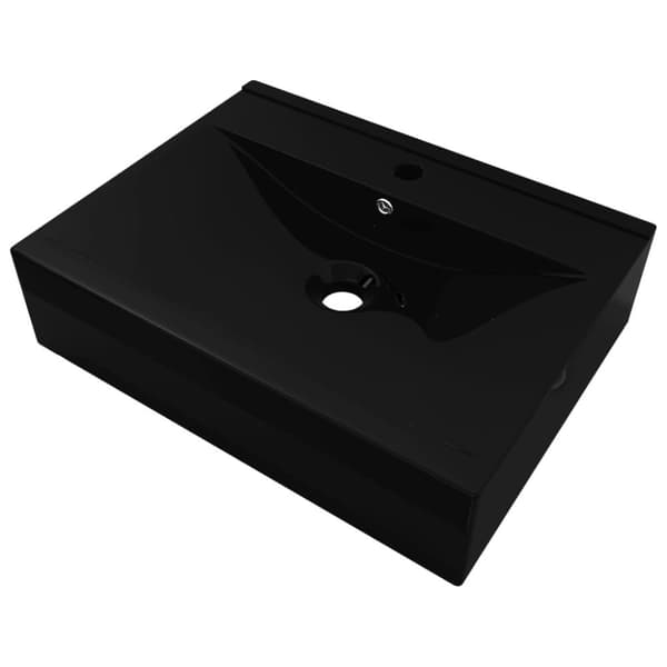 vidaXL keramisk firkantet håndvask m. hanehul 60x46 cm -  Badeværelsesvaske