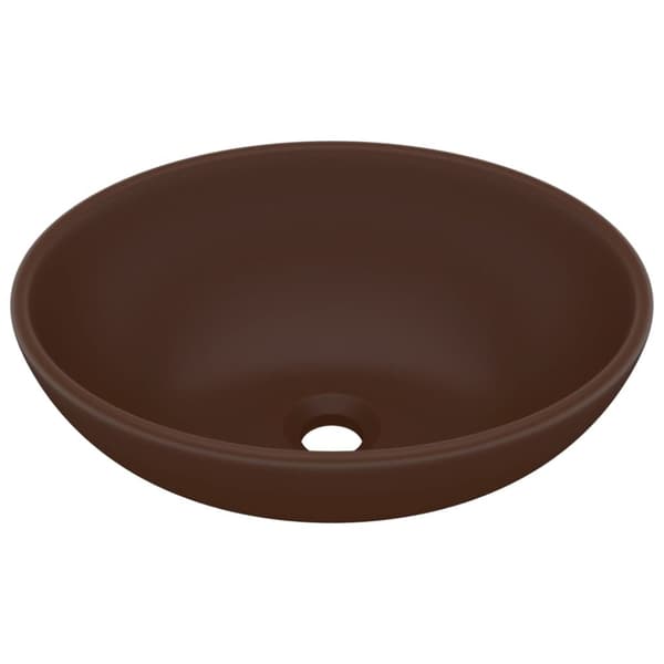 vidaXL luksuriøs håndvask 40x33 cm keramisk oval mat mørkebrun -  Badeværelsesvaske