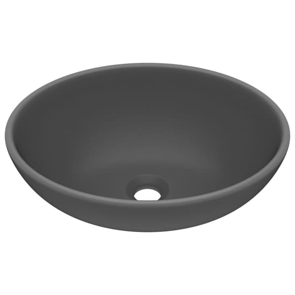 vidaXL luksuriøs håndvask 40x33 cm keramisk oval mat mørkegrå -  Badeværelsesvaske